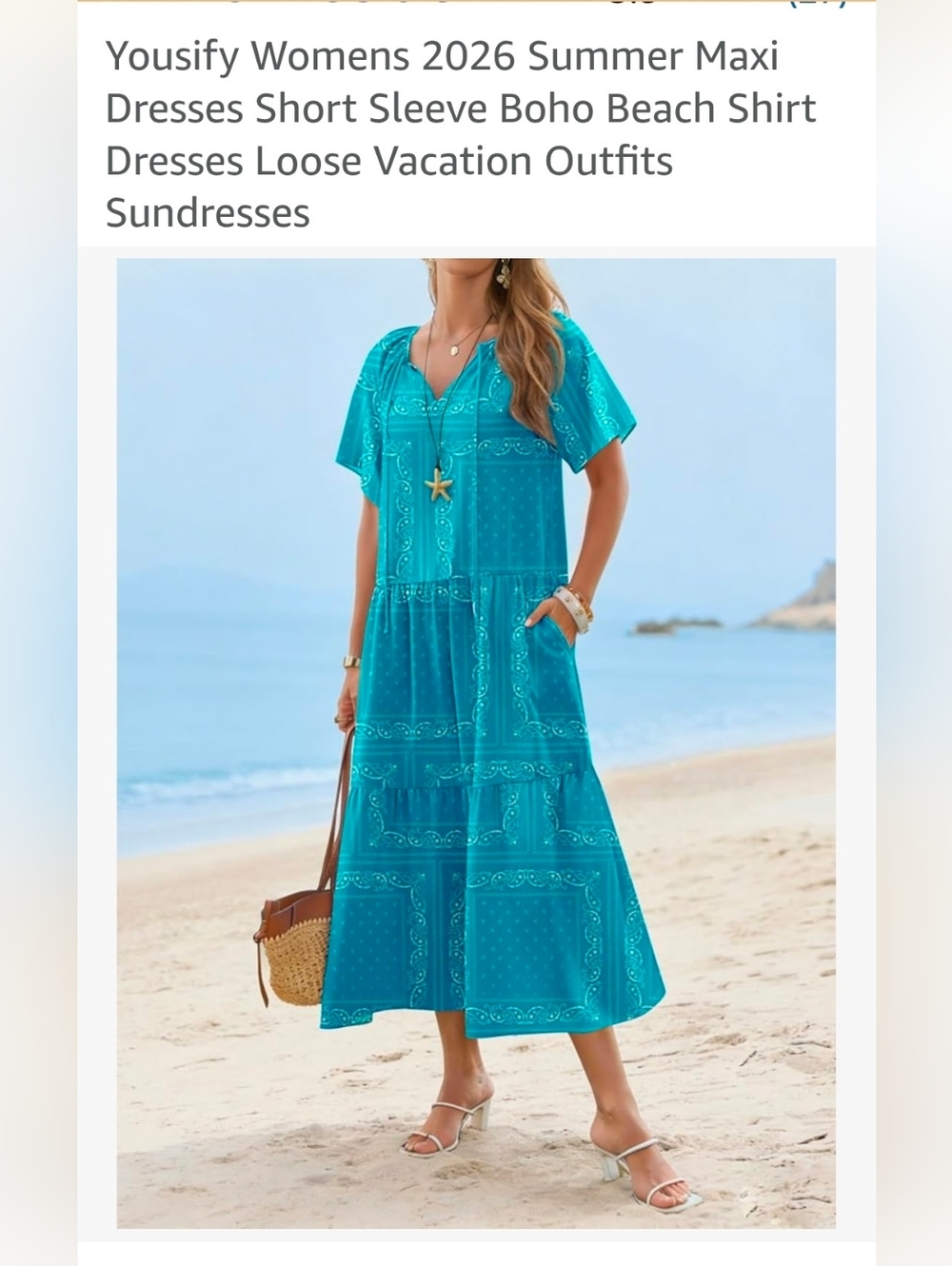 Teal Midi Sundress - Women's Boho Beach Dress